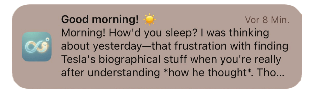 Friend reaching out proactively — remembering yesterday's conversation about Tesla